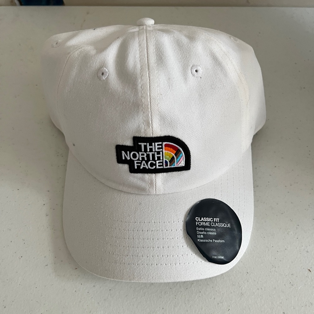 The North Face Backyard Ball Cap Adjustable Hat Classic Fit Pride Tnf White